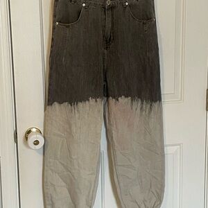 POL Two-Tone Relaxed Jeans - Black and Gray M